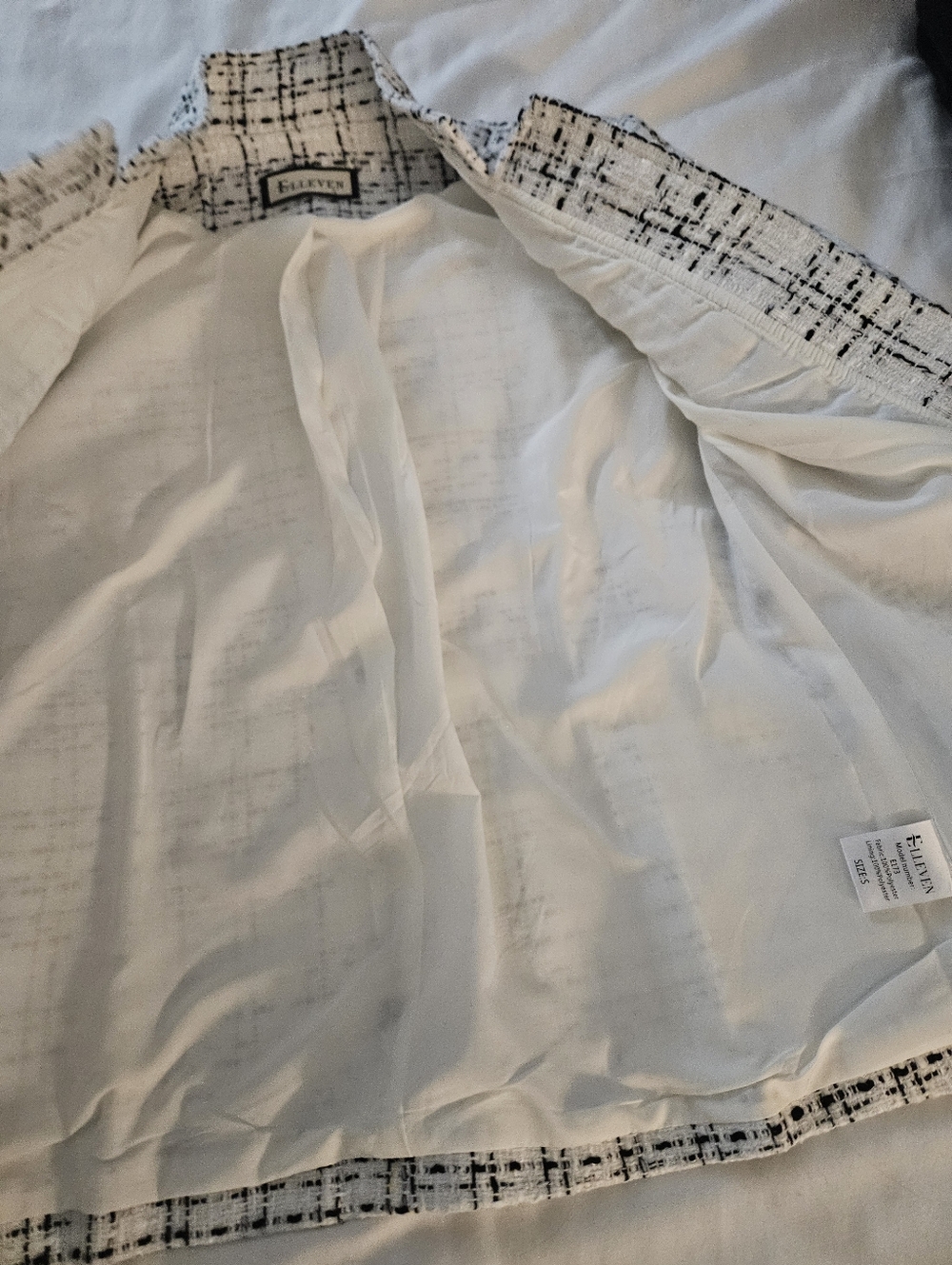 NWOT White and Black Tweed Open-Front Blazer - Picture 6 of 8